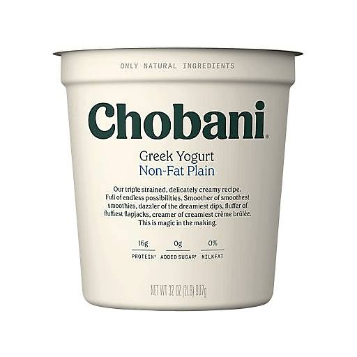 Order Chobani Plain Non-Fat Greek Yogurt  (32 OZ) 40641 food online from BevMo! store, Greenbrae on bringmethat.com