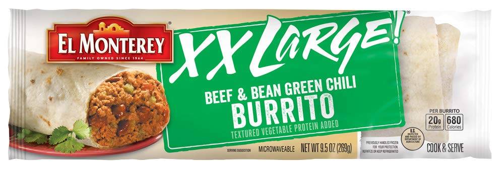 Order El Monterey Burrito, Spicy Red Hot Beef & Bean, Xx Large food online from Exxon Food Mart store, Port Huron on bringmethat.com