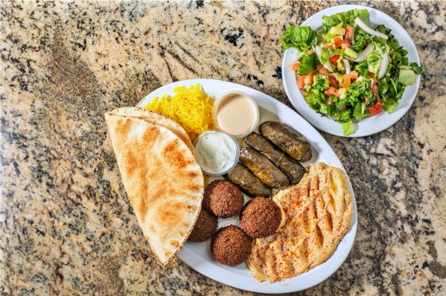 Order 21. Veggie Plate food online from Mr. Kabob Mediterranean Grill store, Temecula on bringmethat.com