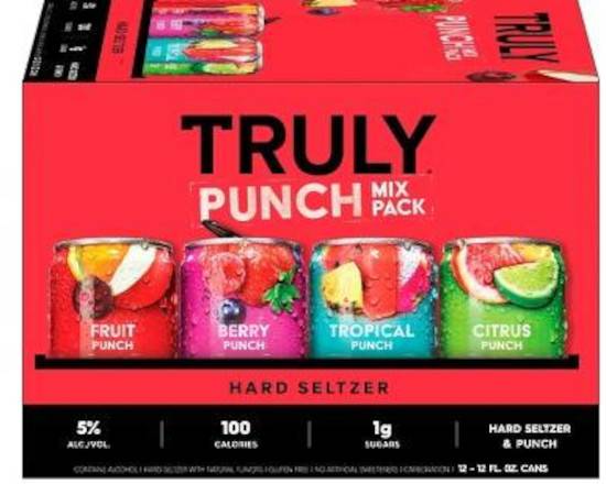 Order Truly Hard Seltzer Punch Mix Pack - 12pk/12 fl oz Cans(5%ABV) food online from Windy City Liquor Market store, El Cajon on bringmethat.com