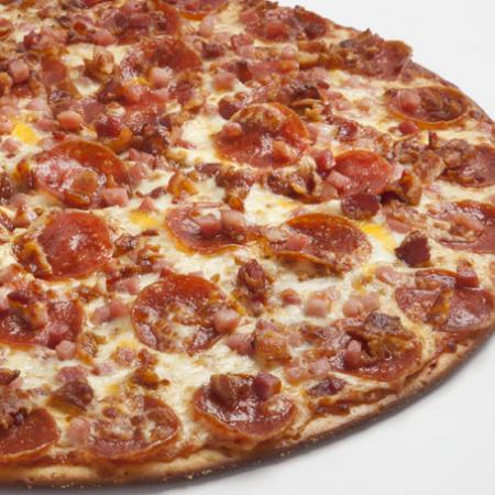 Order Double Bacon Pepperoni Pizza food online from Donatos Pizza store, Erie on bringmethat.com