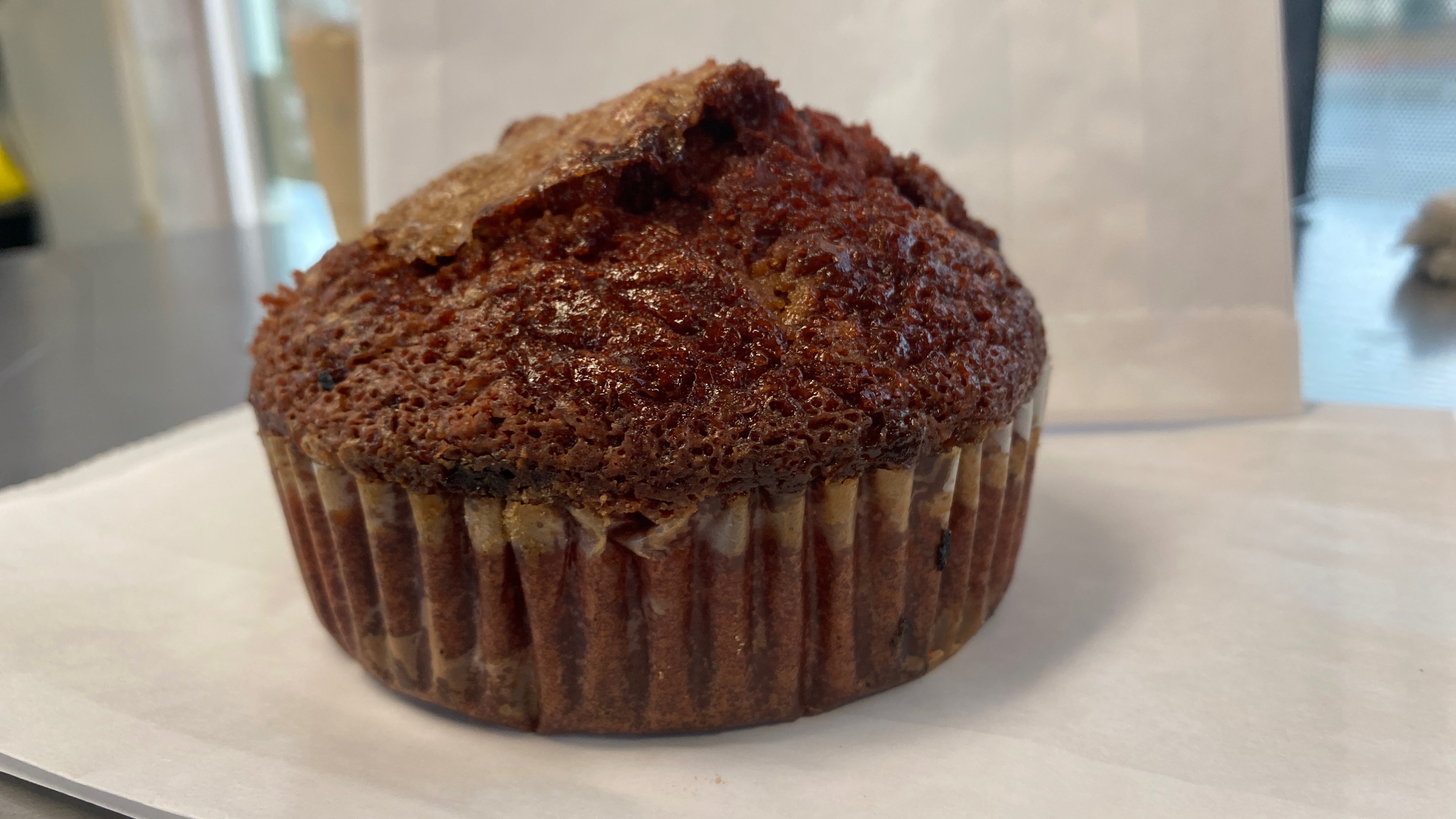 Order Warm red velvet muffin food online from New Brew Cafe store, North Highlands on bringmethat.com