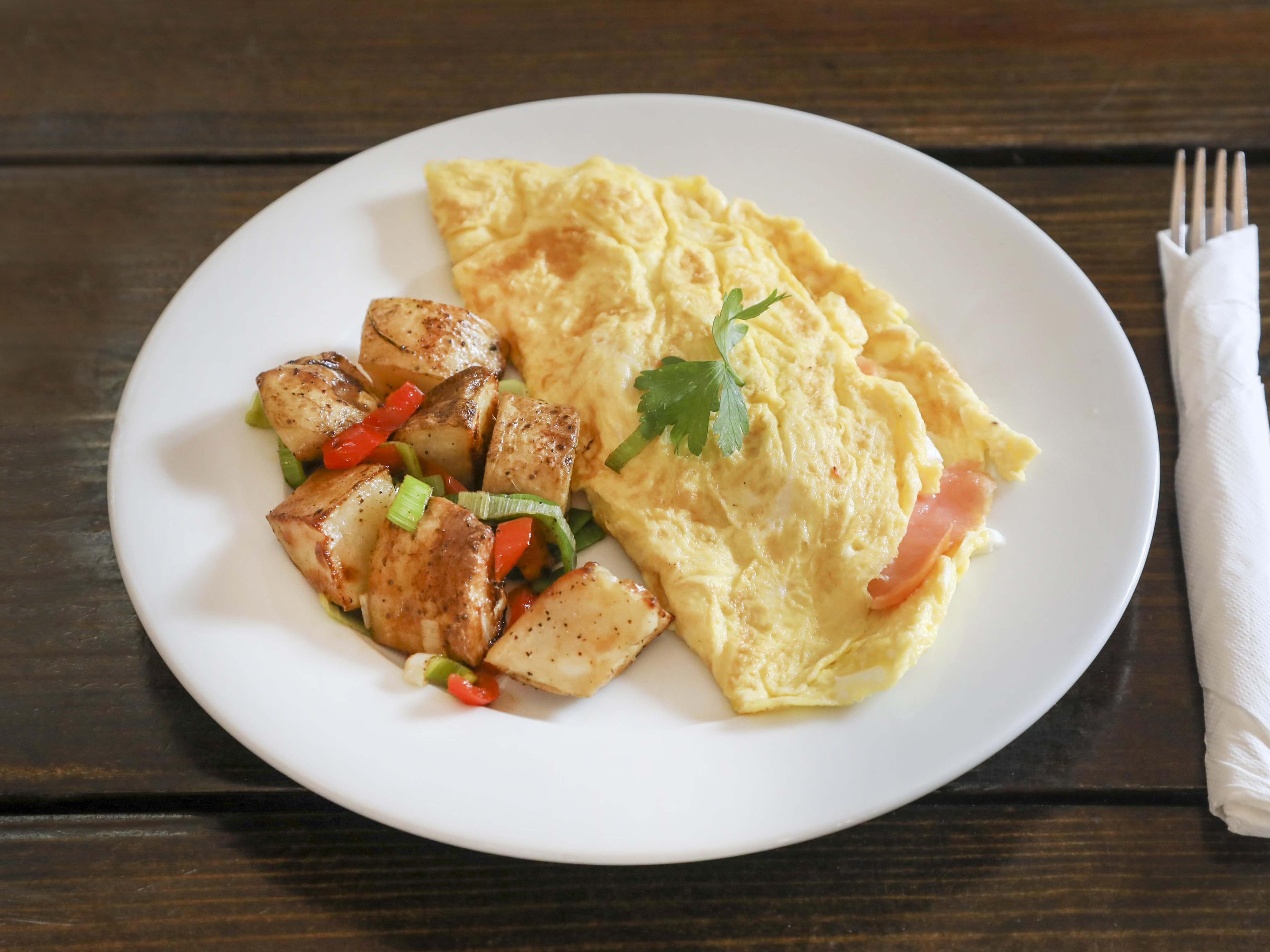 Order Smoked Salmon and Goat Cheese Omelet food online from Muse Cafe & Tea store, Brooklyn on bringmethat.com