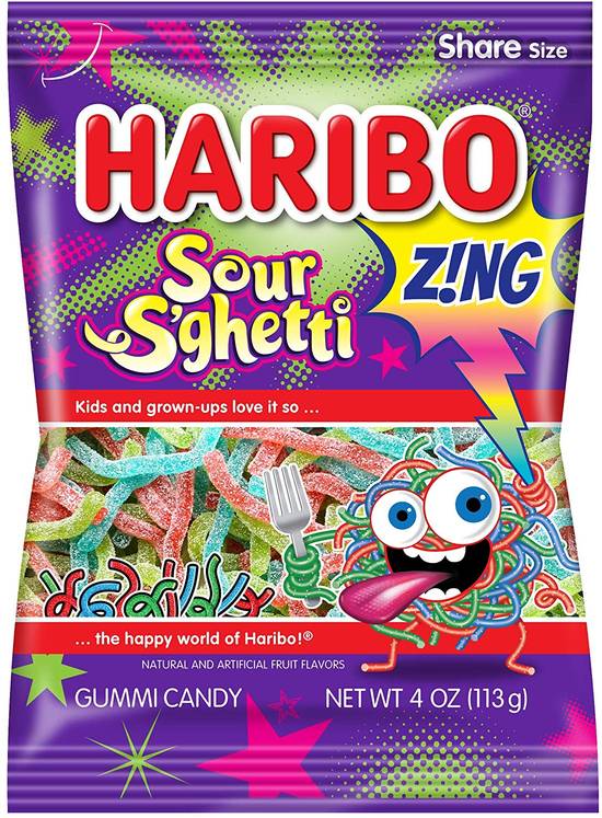 Order Haribo Z!NG Sour S'ghetti Gummi Candy, 7.2 OZ food online from Cvs store, WEST COVINA on bringmethat.com