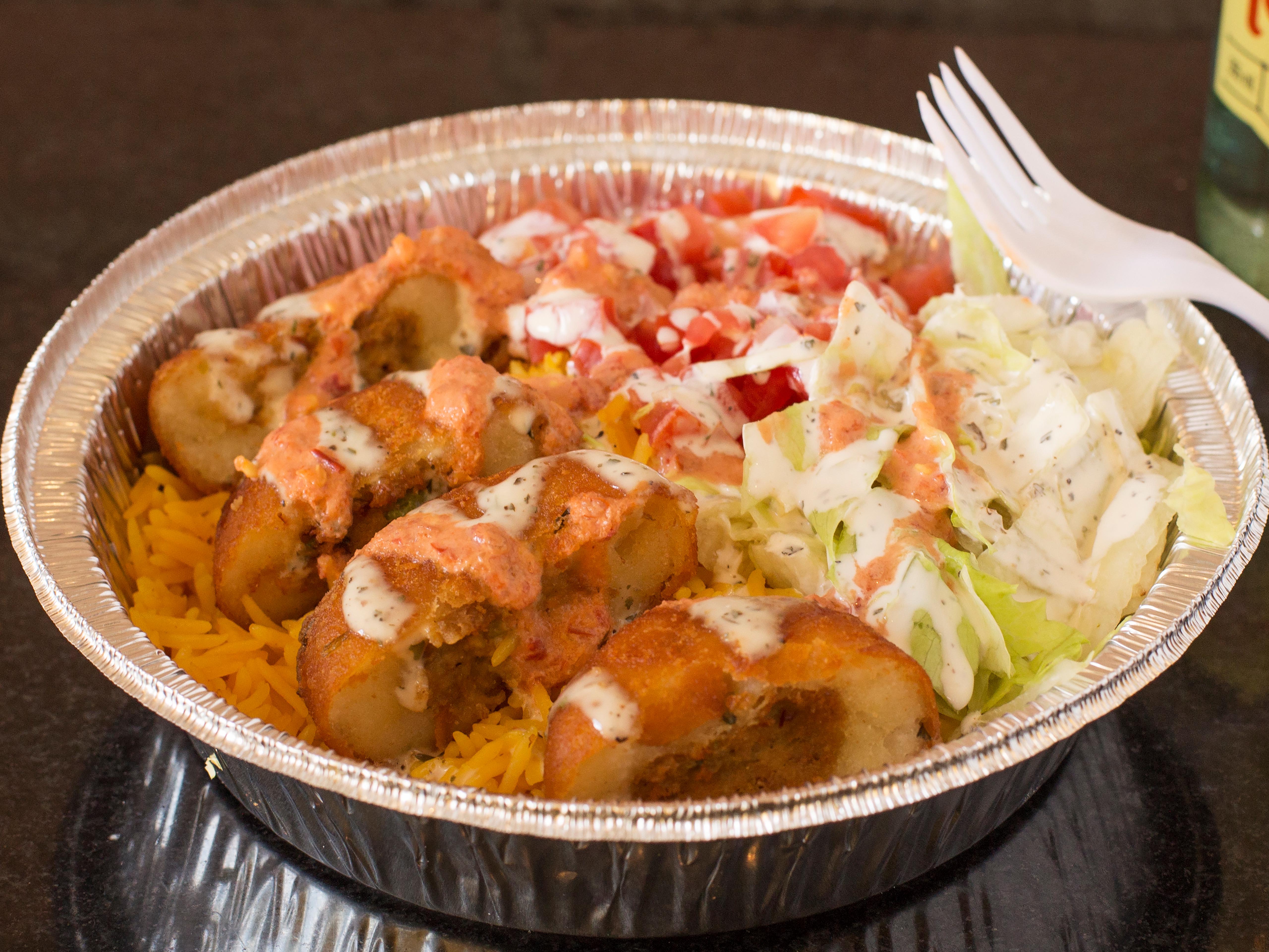 Order Aloo Rice Platter food online from Big Guys Chicken & Rice store, Dallas on bringmethat.com