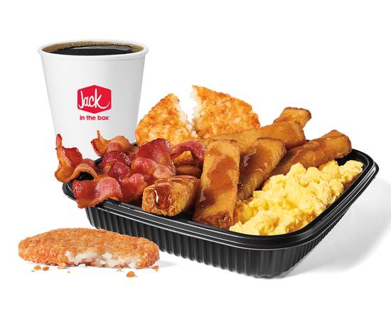 Order Jumbo Breakfast Platter w/ Bacon and French Toast Sticks Combo food online from Jack In The Box store, Ellisville on bringmethat.com