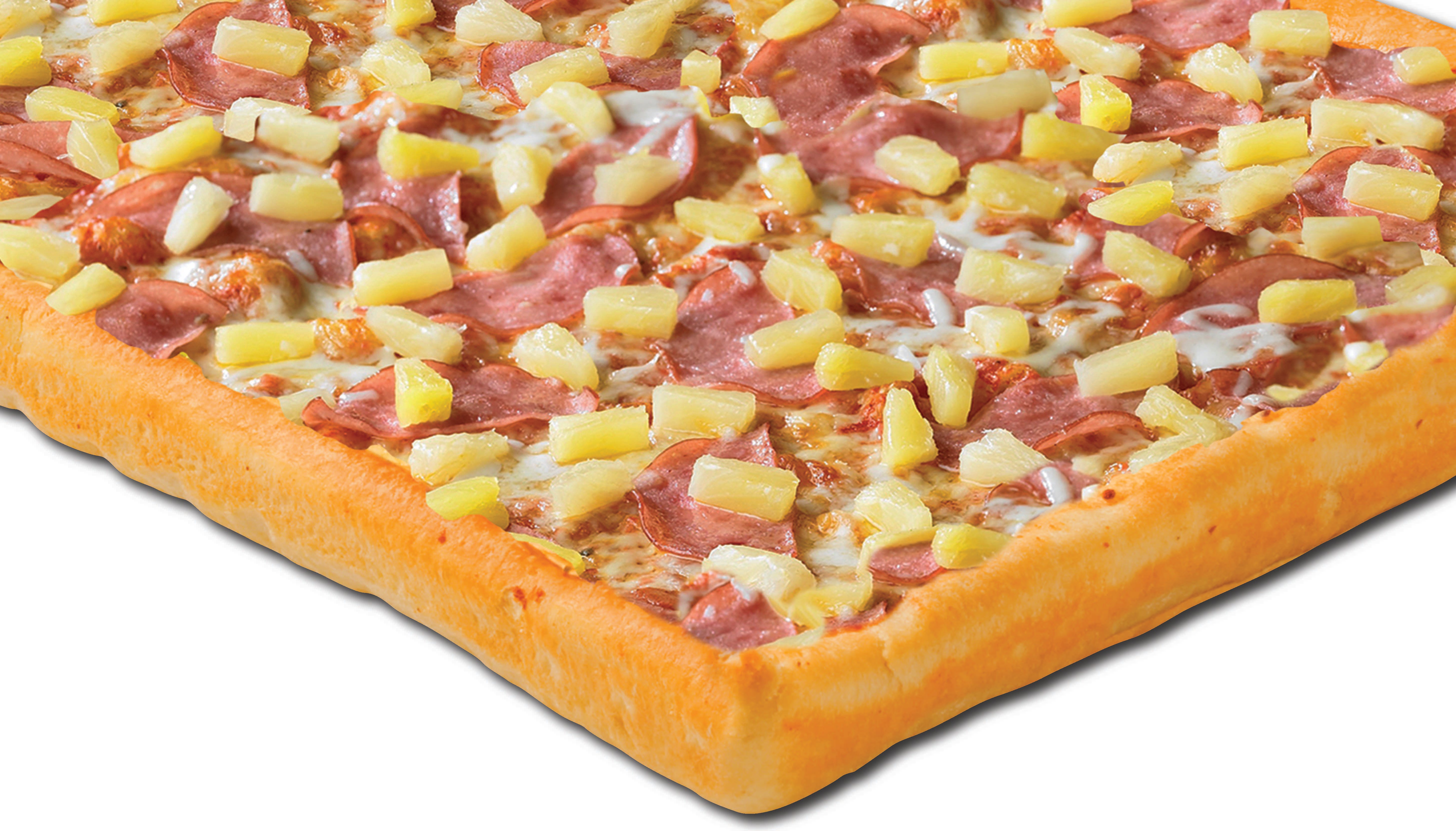 Order Hawaiian Whole Pan-Style Pizza - Small (6 Slices) Serves 2-3 People food online from Rocky Rococo store, Wausau on bringmethat.com