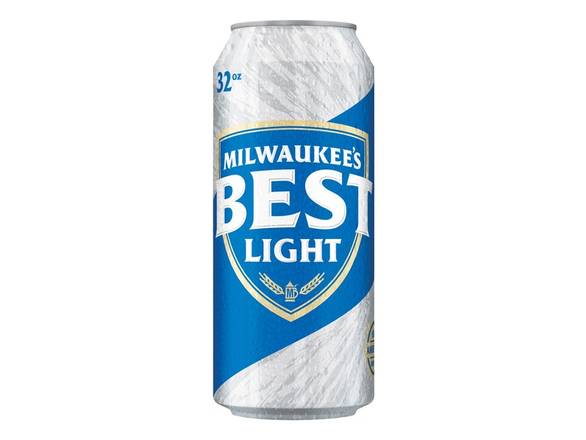 Order Milwaukee's Best Light Beer, American Lager - 32oz Can food online from Royals Liquor store, St. Peters on bringmethat.com