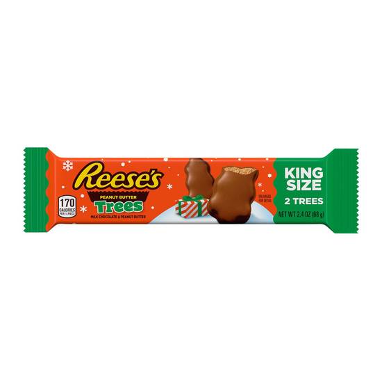 Order REESE'S Milk Chocolate Peanut Butter Trees Candy, Christmas, 2.4 oz, King Size Pack food online from CVS store, PHILADELPHIA on bringmethat.com