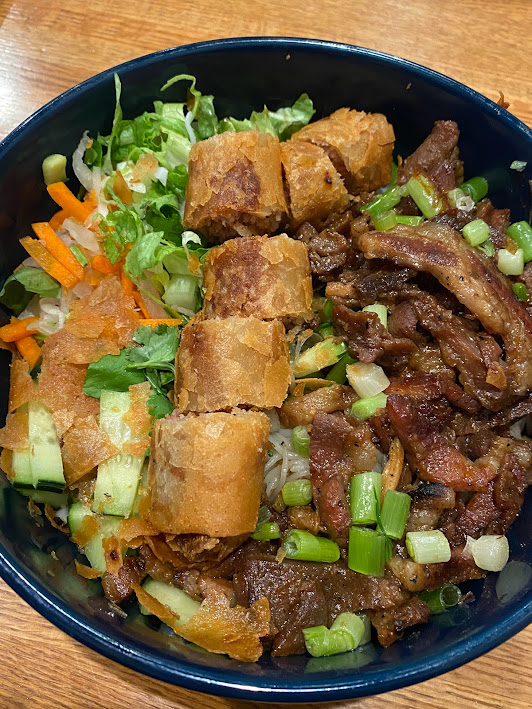 Order Grilled Pork with Egg Roll Salad food online from Lotus Restaurant store, Maple Grove on bringmethat.com