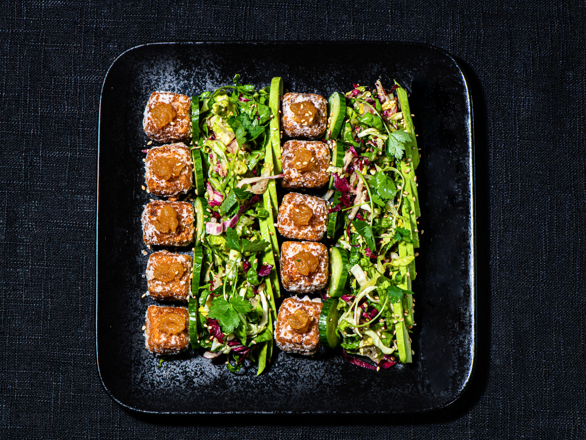 Order Avocado & Spicy Tofu Salad food online from Katsuya - L.A. Live store, Los Angeles on bringmethat.com