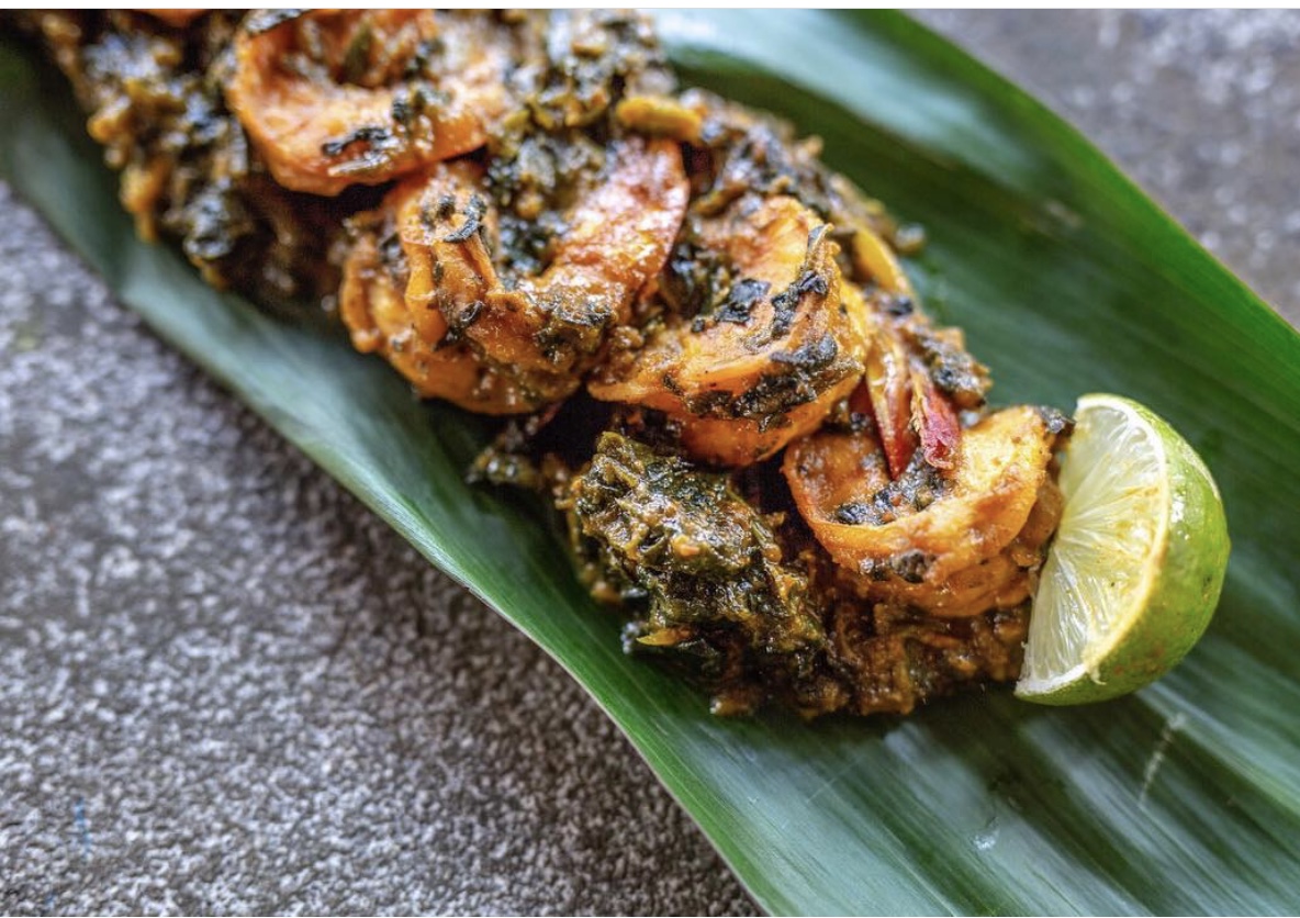 Order Jumbo Shrimp with Spinach and Coconut Cream  food online from Neem Indian Cuisine store, Bronx on bringmethat.com