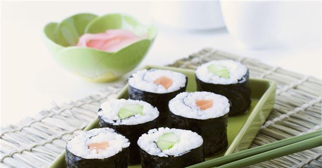 Order Salmon Cucumber Roll food online from Iron Chef store, Phoenix on bringmethat.com
