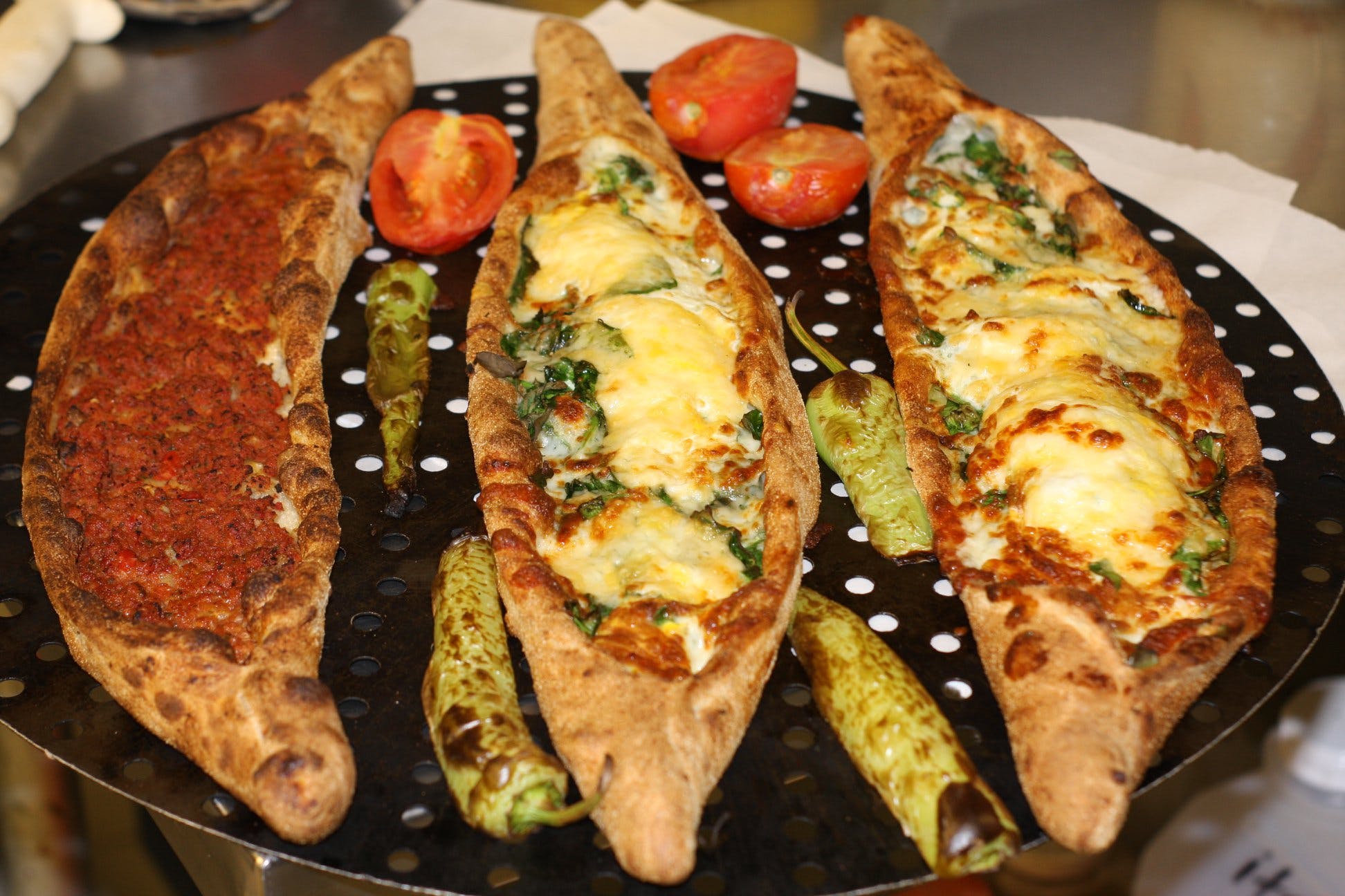 Order Pide with Soujcuk (Turkish Pepperoni) & Cheese - Regular food online from Ephesus Pizza store, Pittsburgh on bringmethat.com