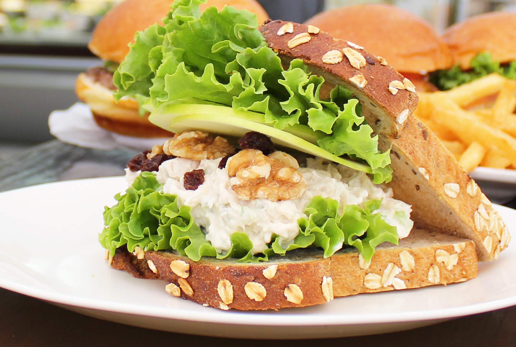 Order M1. Walnut Craisin Chicken Salad Sandwich food online from Green Cafe store, New York on bringmethat.com