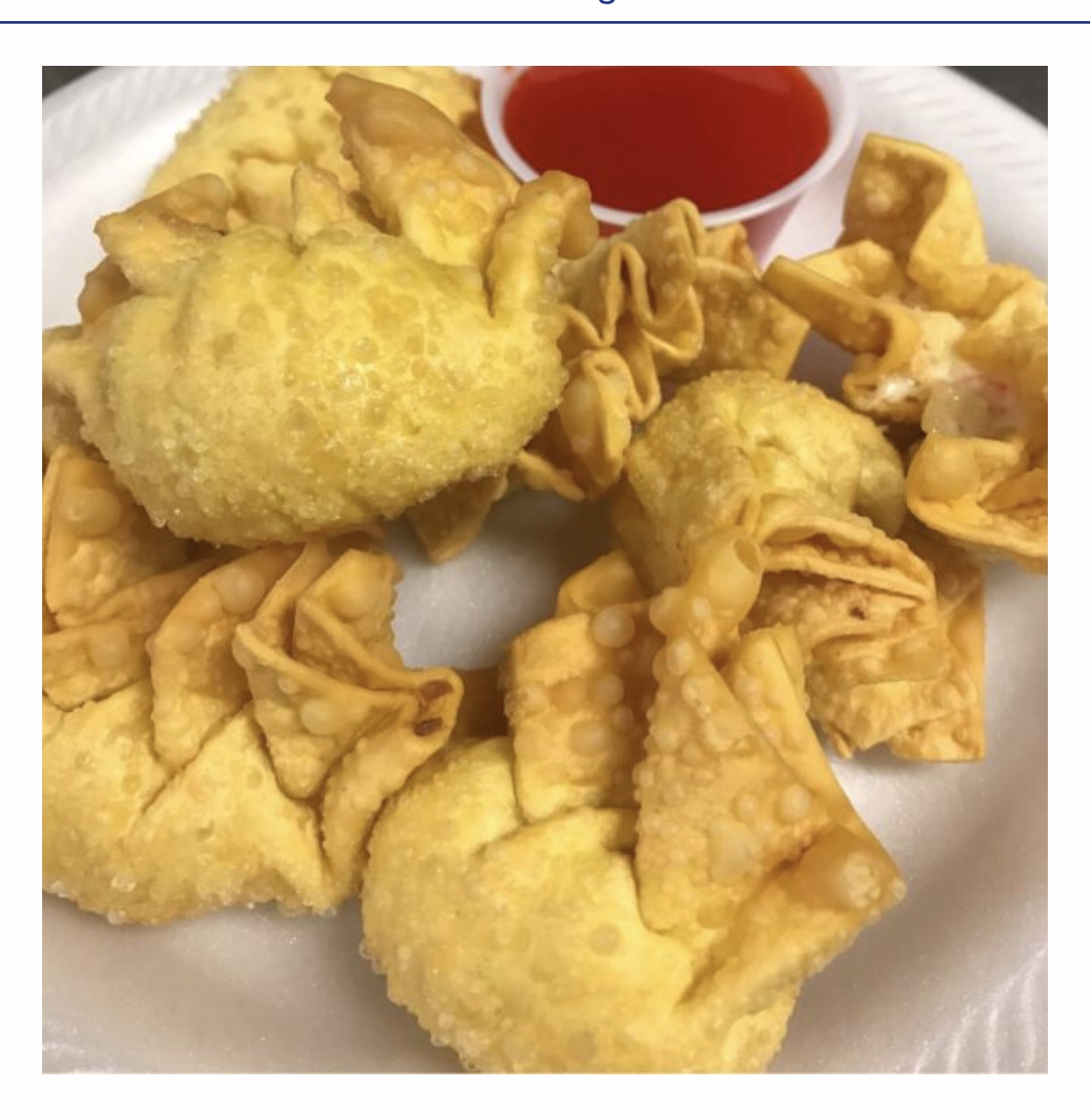 Order 8 Piece Crab Rangoon 蟹角 food online from China Star store, Blue Bell on bringmethat.com