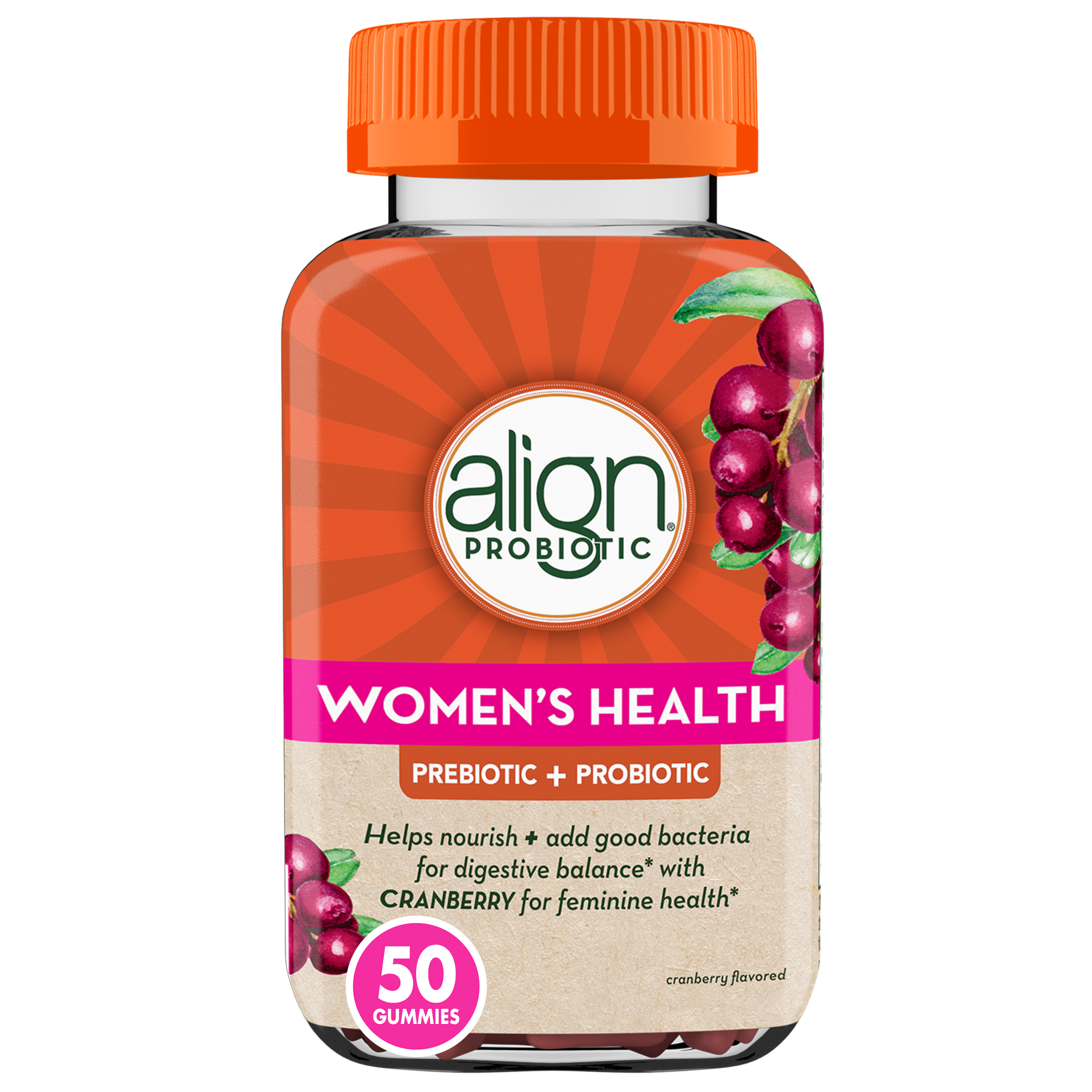Order Align Women's Health, Prebiotic + Probiotic Gummies with Cranberry - 50 ct food online from Rite Aid store, ELMIRA on bringmethat.com