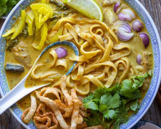 Order Yellow Curry Noodles (Kao Soi Noodles) food online from Thai Elephant store, Cleveland on bringmethat.com