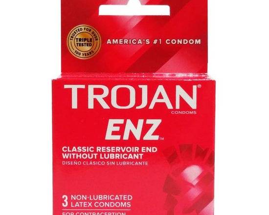Order Trojan ENZ Classic Reservoir End without Lubricant 3 pack food online from Divine Wine and Spirits store, San Diego on bringmethat.com