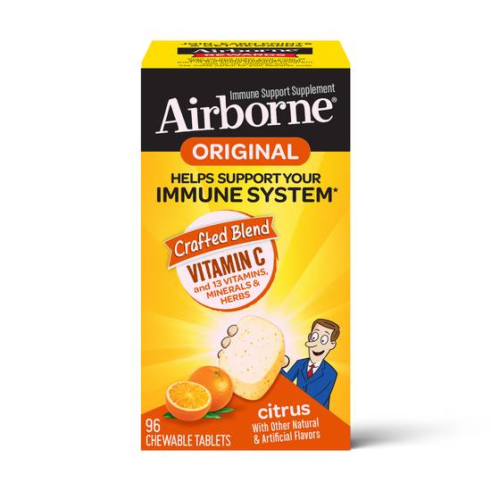 Order Airborne Immune Support Supplement Chewable Citrus Tablets (96 ct) food online from Rite Aid store, Palm Desert on bringmethat.com