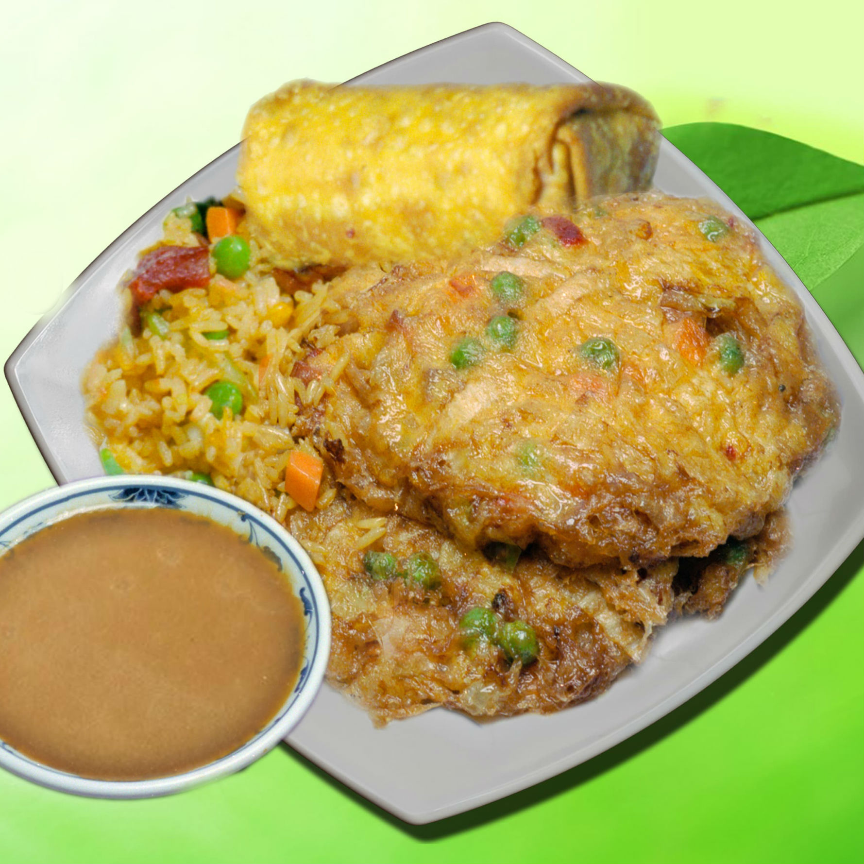 Order 36. Chicken Egg Foo Young Combo Special food online from Fire Wok store, Halethorpe on bringmethat.com