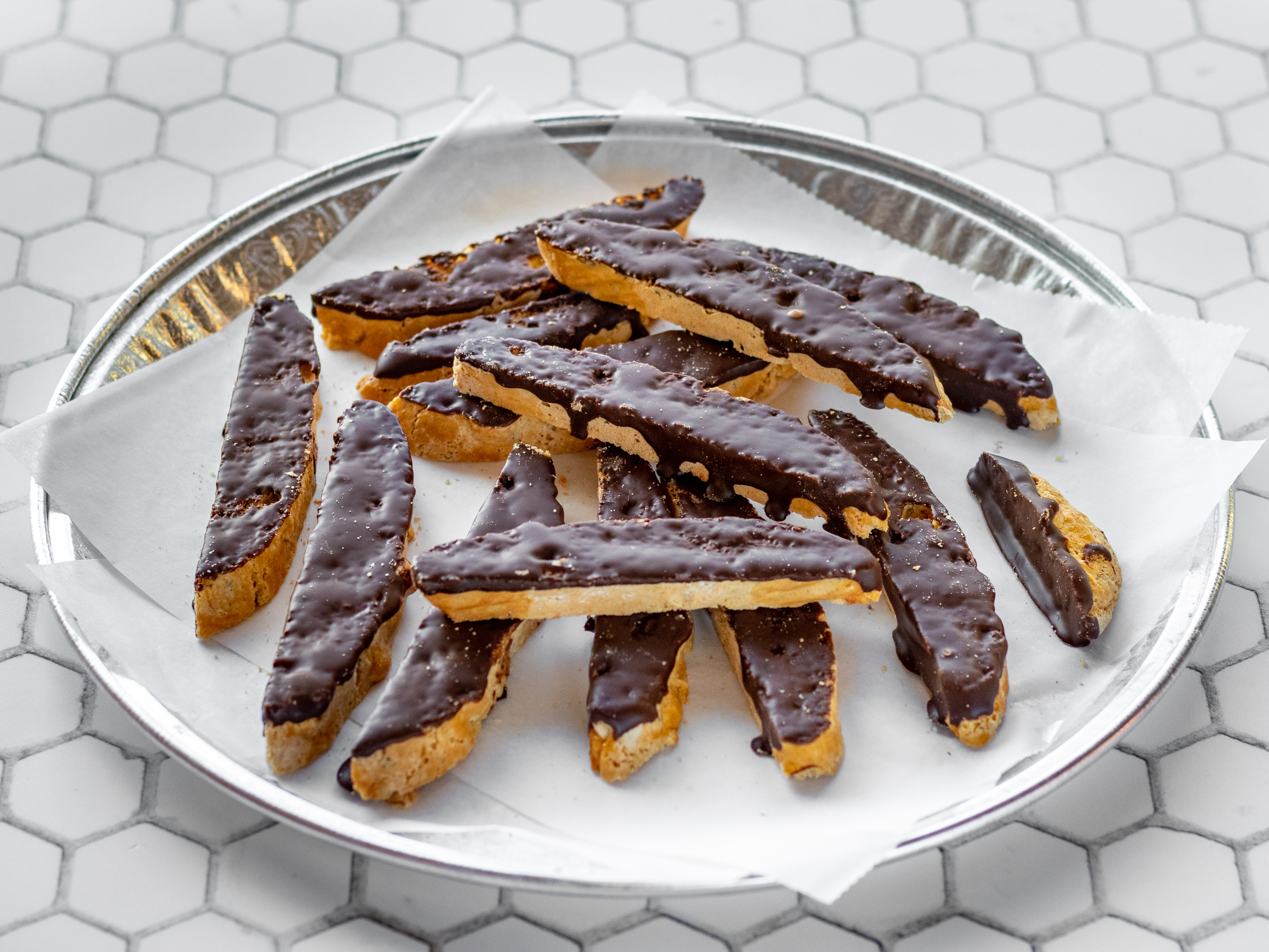 Order Chocolate Covered Hazelnut Biscotti food online from Roma Bakery store, Blue Bell on bringmethat.com