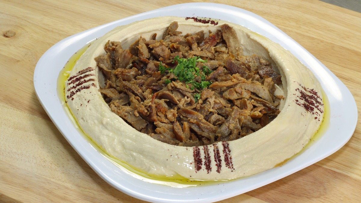 Order Hummus with Pita Bread Topped with Steak food online from Fill A Pita store, Downers Grove on bringmethat.com