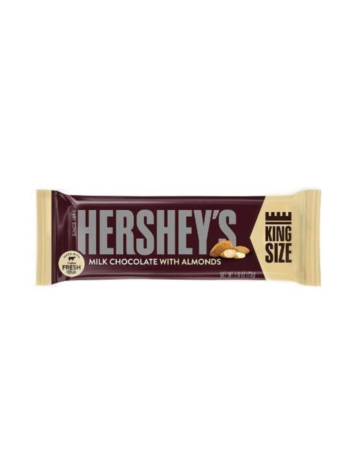 Order Hershey's Milk Chocolate with Almonds King Size Bar (2.6 oz) food online from Neighborhood Scoops store, Marietta on bringmethat.com