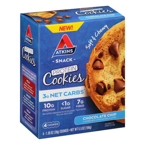 Order Atkins Protein Cookie Chocolate Chip (1.38 oz x 4 ct) food online from Rite Aid store, Cortland on bringmethat.com