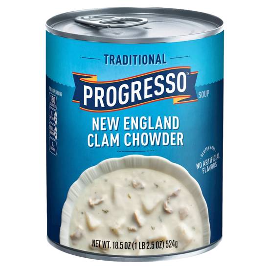 Order Progresso Traditional New England Clam Chowder Soup 18.5oz food online from Everyday Needs by Gopuff store, Encinitas on bringmethat.com