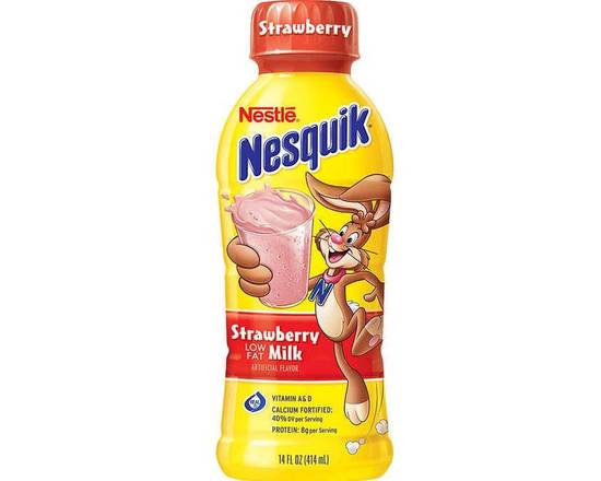Order Nesquik Strawberry Milk 14 oz. food online from Central Liquor Market store, Los Angeles on bringmethat.com