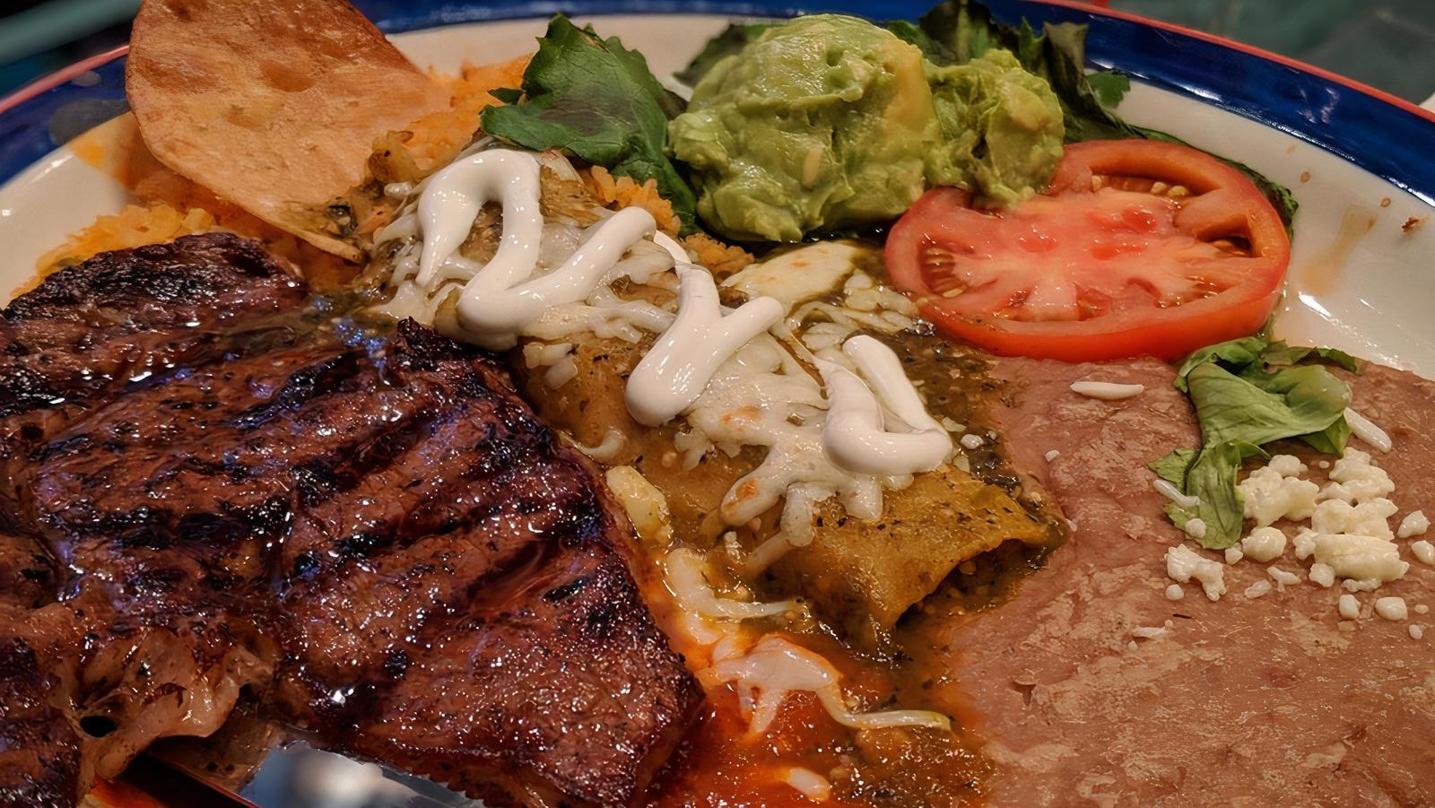Order Steak and Enchilada food online from Mi Tierra Cafe & Bakery store, San Antonio on bringmethat.com