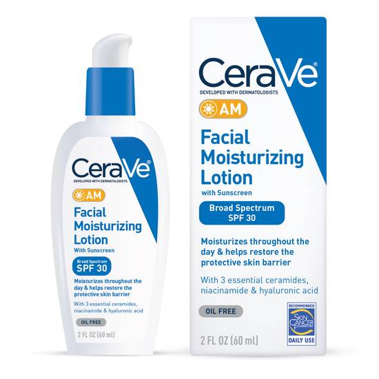 Order CeraVe AM Facial Moisturizing Lotion with Sunscreen, SPF 30, 2 OZ food online from CVS store, INGLEWOOD on bringmethat.com