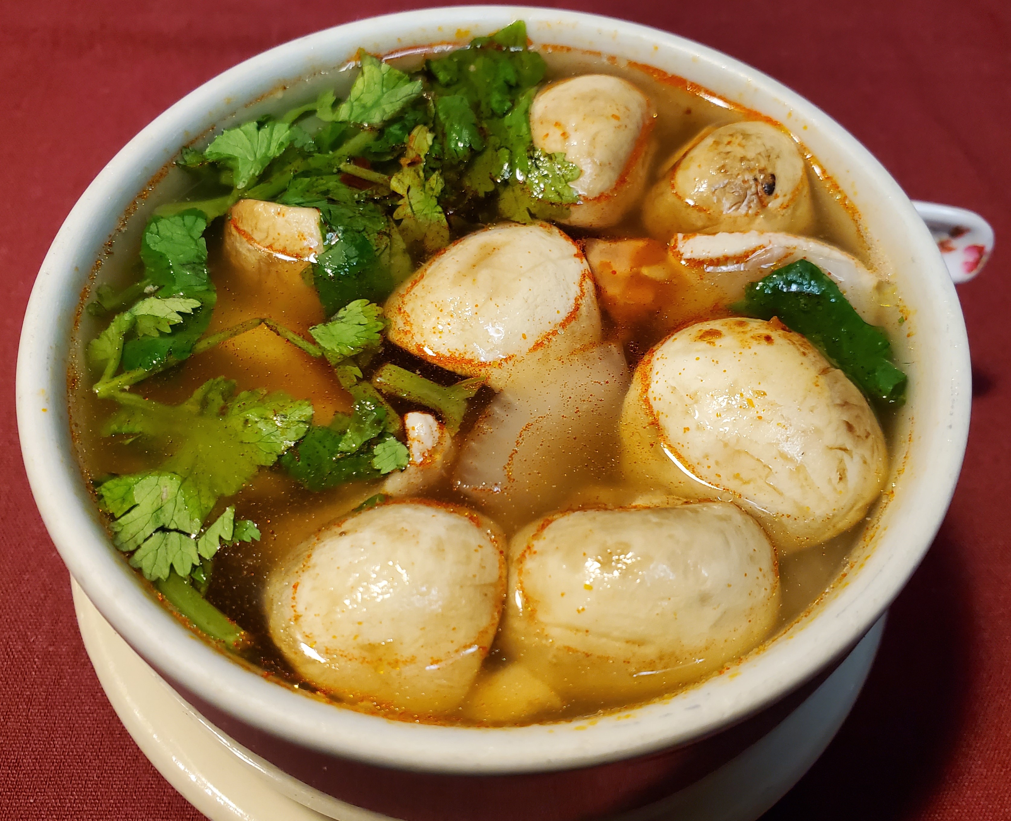 Order Tom Yum Soup Cup food online from Sweet Basil Thai Cuisine store, Hurst on bringmethat.com
