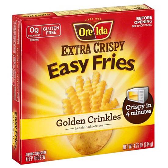 Order Ore Ida Frozen Extra Crispy Easy Crinkles French Fries 4.75oz food online from Drinks At Your Door by Gopuff store, Santa Maria on bringmethat.com
