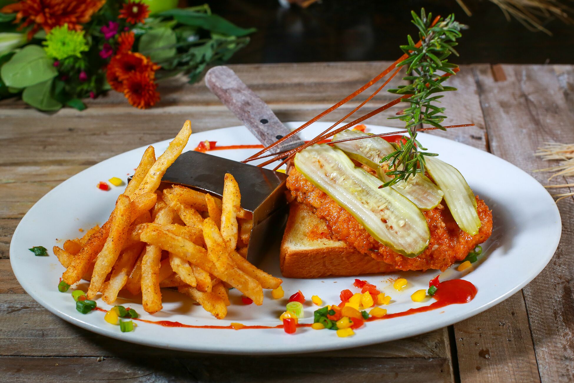 Order Nashville Hot Chicken Sandwich food online from Hash House a Go Go store, Las Vegas on bringmethat.com