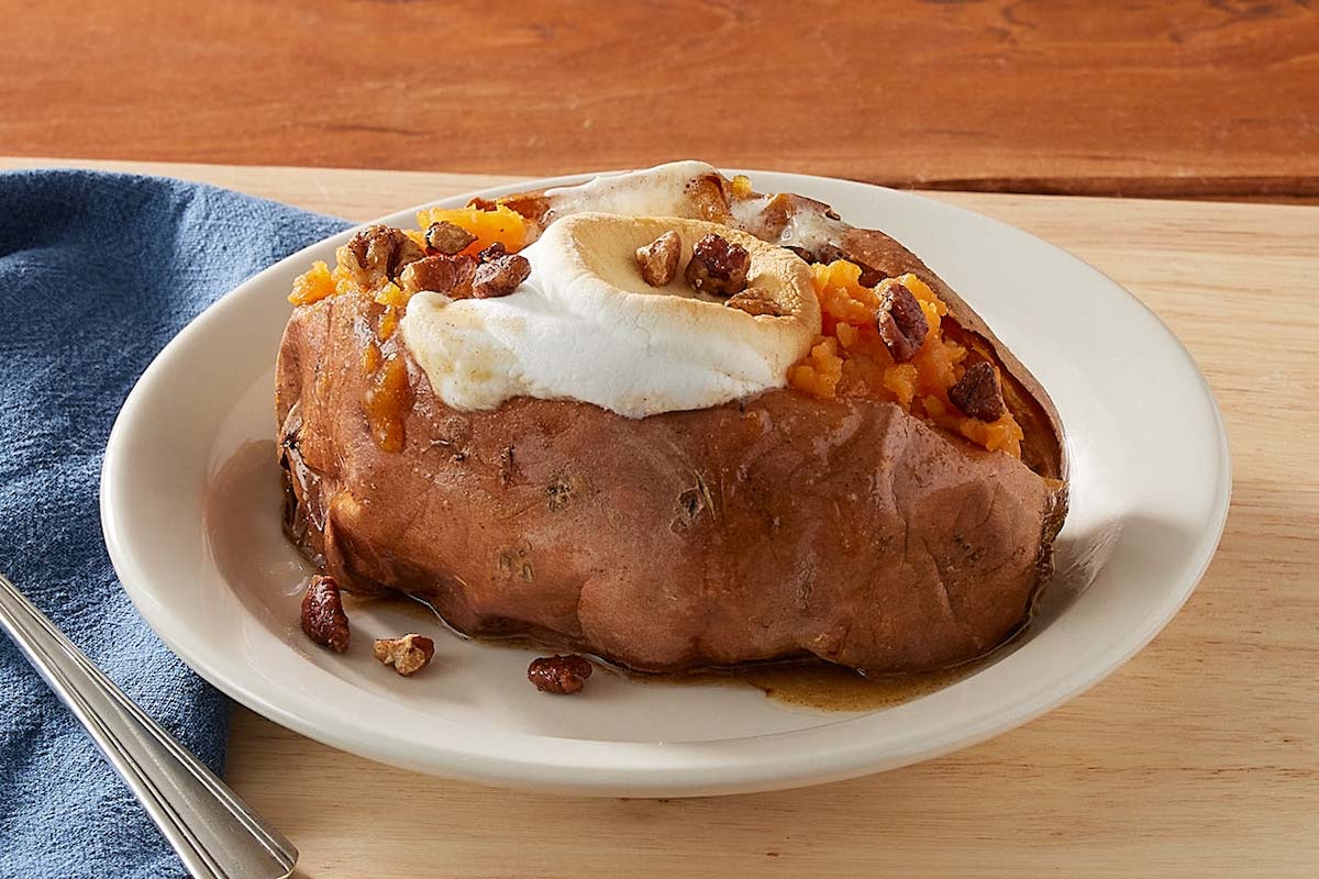 Order Loaded Baked Sweet Potato food online from Cracker Barrel store, Lubbock on bringmethat.com