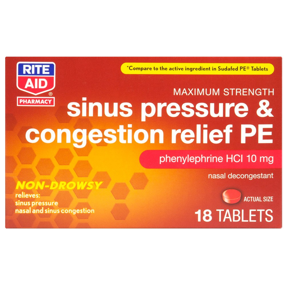 Order Rite Aid Pharmacy Nasal Decongestant PE Tablets, 10mg - 18 ct food online from Rite Aid store, Cathedral City on bringmethat.com