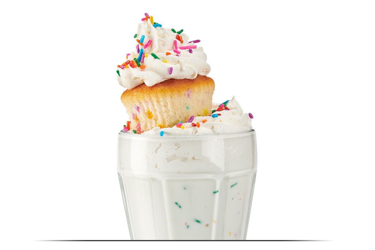 Order NEW! Kids Birthday Cake Milkshake food online from Red Robin Gourmet Burgers store, Houston on bringmethat.com
