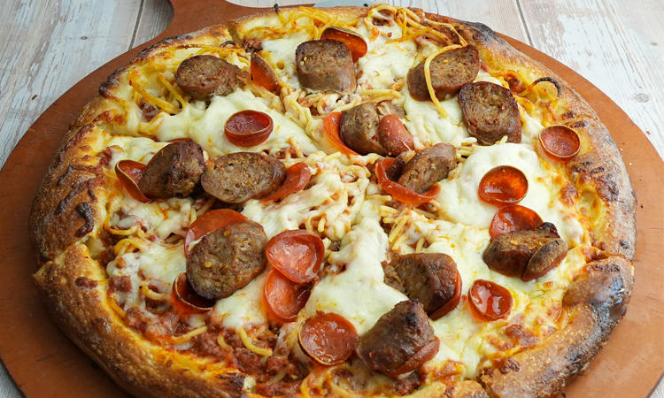 Order Eddie Spaghetti Pizza (Large) food online from Aces & Ales store, Las Vegas on bringmethat.com