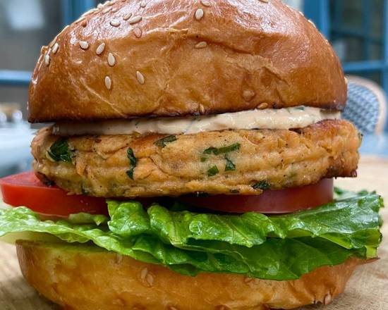 Order Salmon Dill Burger  food online from The Courtyard Kitchen store, Santa Monica on bringmethat.com