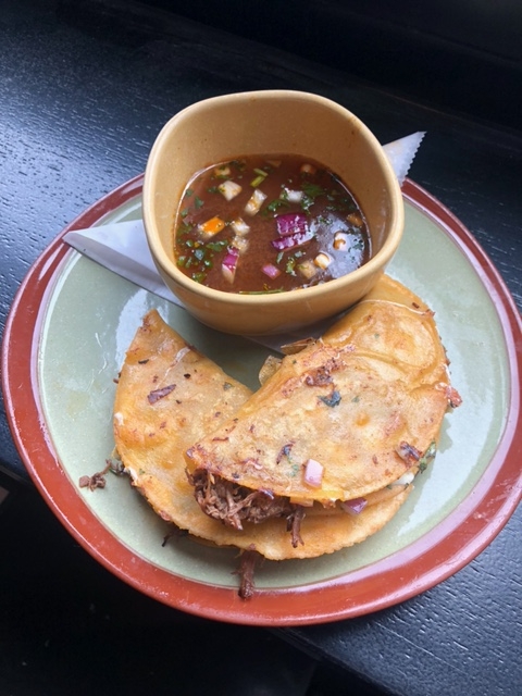 Order BEEF BIRRIA & QUESO TACOS W/ CONSOMMÉ (2 PER ORDER) food online from Allston store, Allston on bringmethat.com