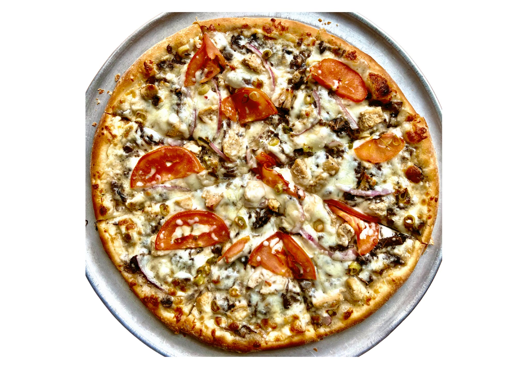 Order Garlic Chicken Pizza - Small 10'' (8 Slices) food online from Pizza Ponte store, Oakland on bringmethat.com
