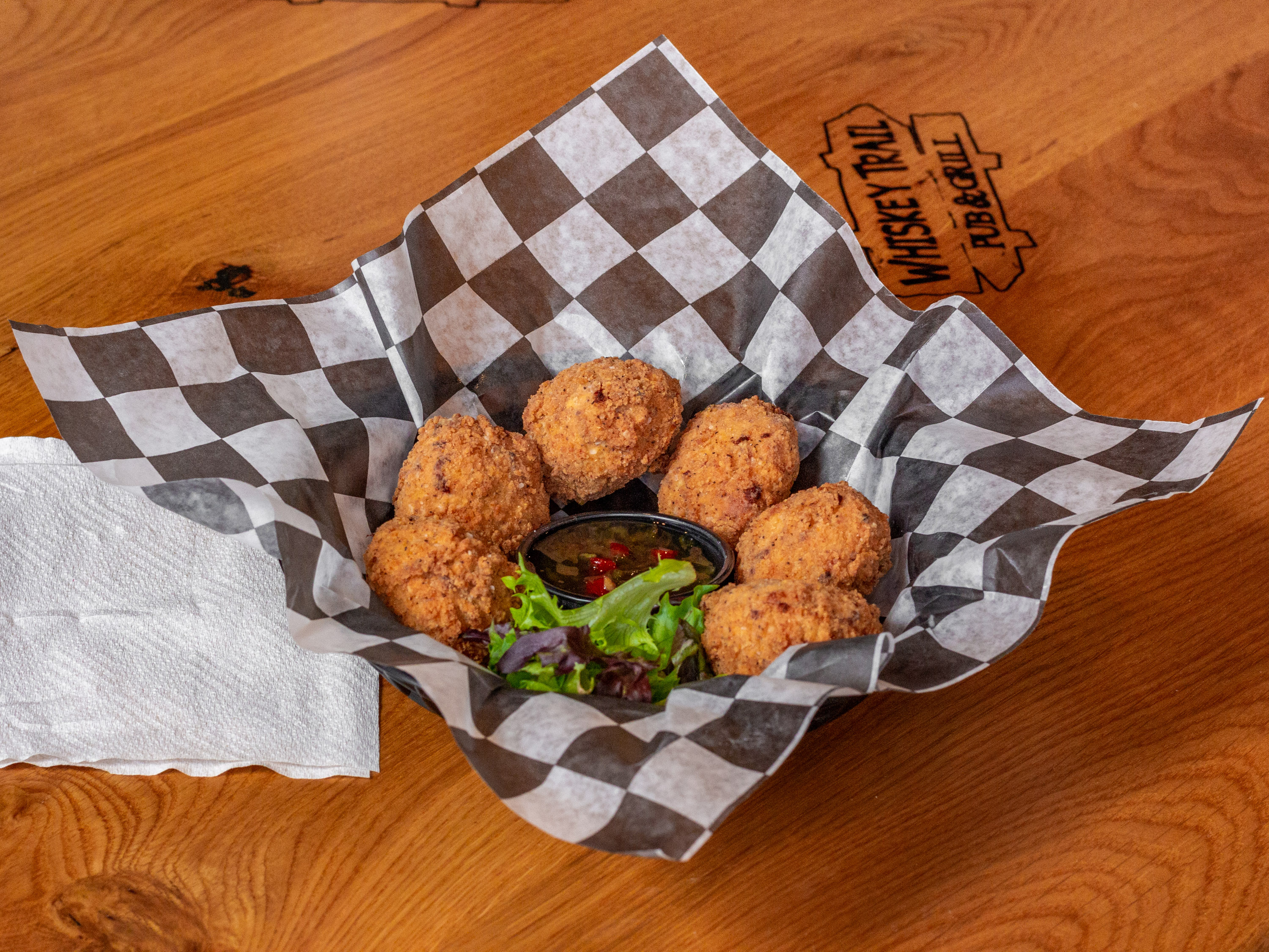 Order Fried Pimiento Cheese Balls  food online from Whiskey Trail Midtown store, Wilmington on bringmethat.com