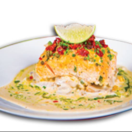 Order Baked Salmon food online from Fadi's Mediterranean Grill store, Houston on bringmethat.com