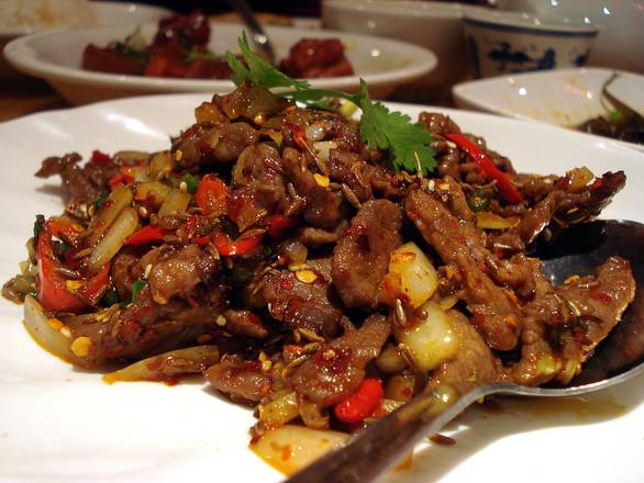 Order B12 Cumin Beef 孜然牛肉 food online from Chengdu Famous Food store, Philadelphia on bringmethat.com