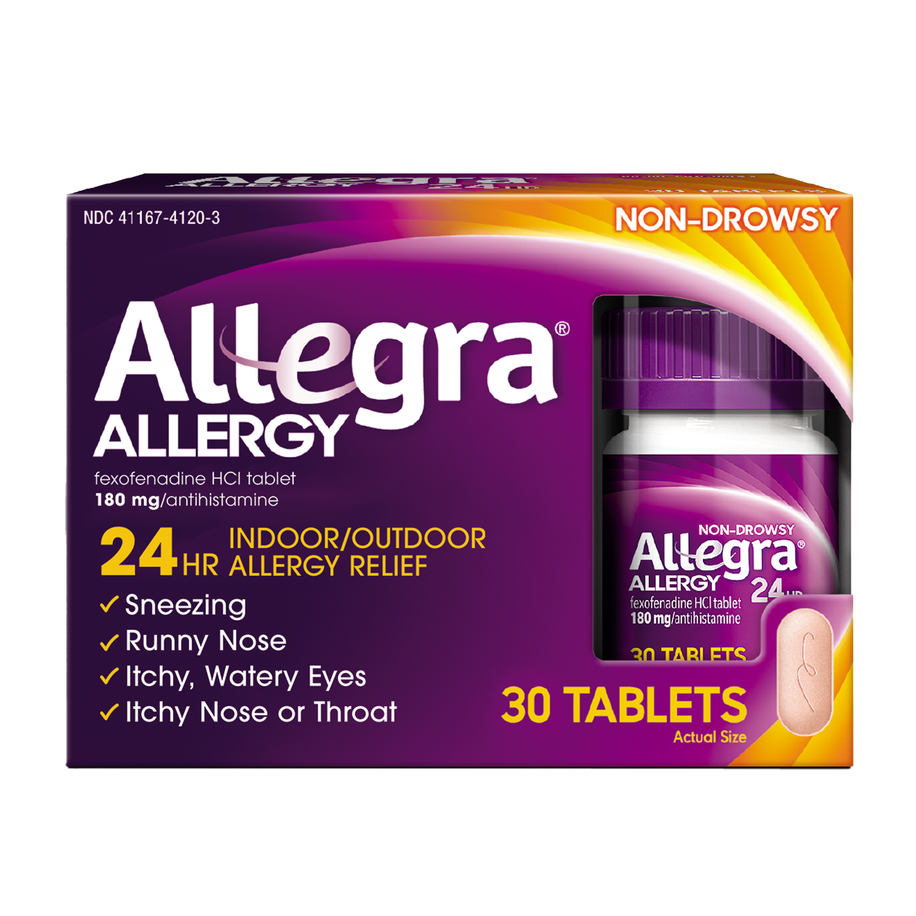 Order Allegra Non-Drowsy Allergy Relief Tablets, Prescription Strength, 180mg - 30 ct food online from Rite Aid store, MILLER PLACE on bringmethat.com