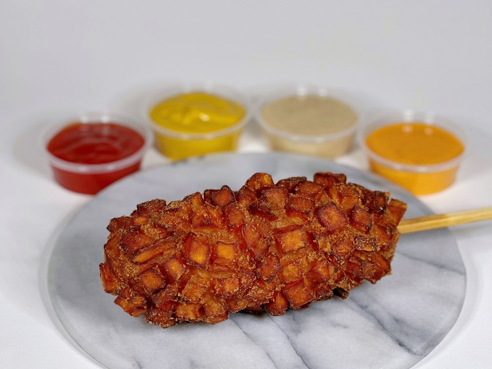Order G3 Sweet Potato Hot Dog G3 红薯韩式热狗 food online from Teamoji store, Champaign on bringmethat.com