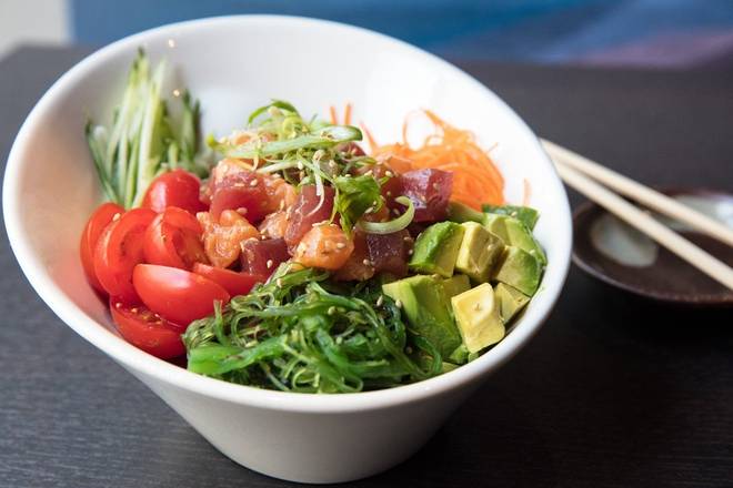 Order Tuna & Salmon Poke Bowl food online from Haru store, Short Hills on bringmethat.com