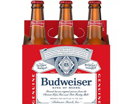Order Budweiser, 6pk-12oz bottle beer (5.0% ABV) food online from Windy City Liquor Market store, El Cajon on bringmethat.com